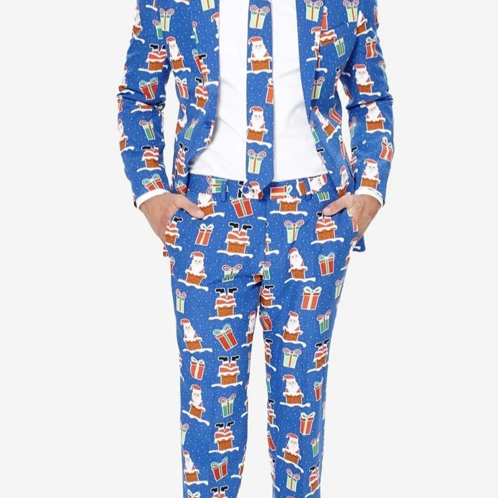 OppoSuits Blue Santa & Gift Novelty Men's Suit